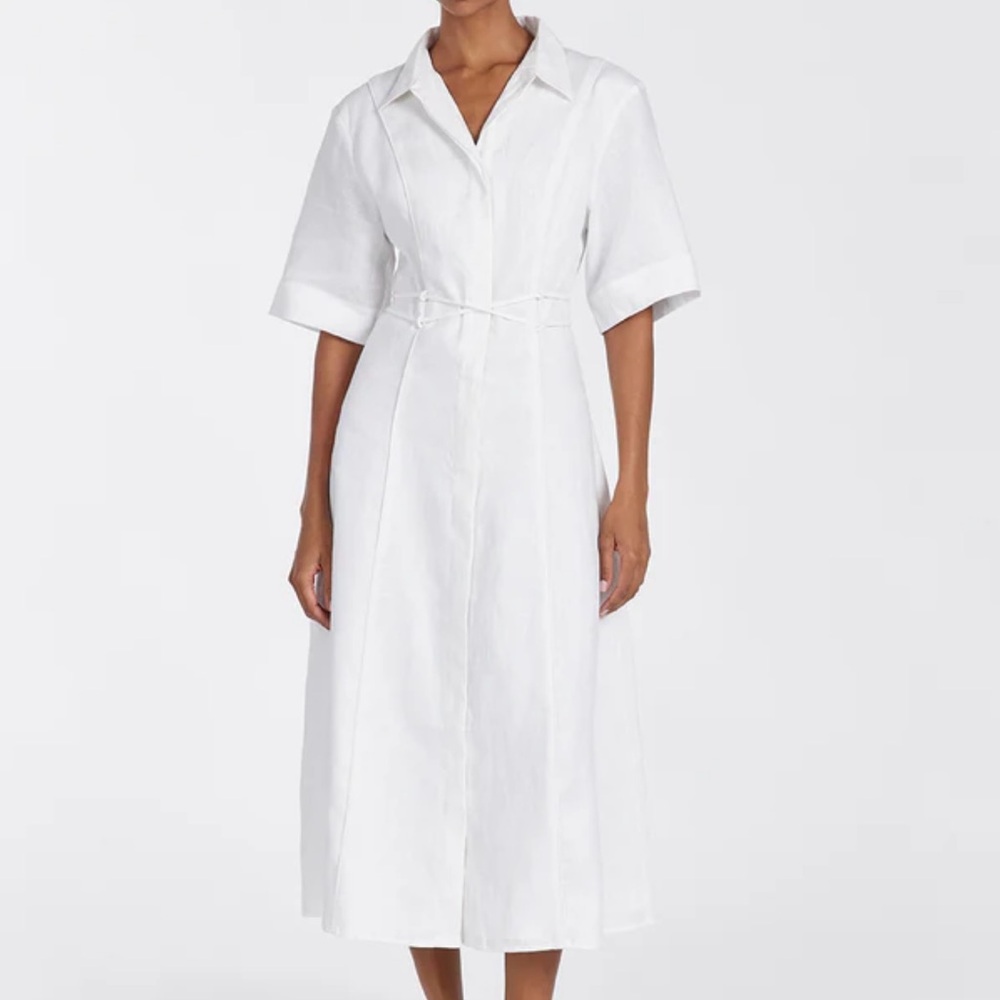 DISSH NWT Astrid White Linen Midi Dress
